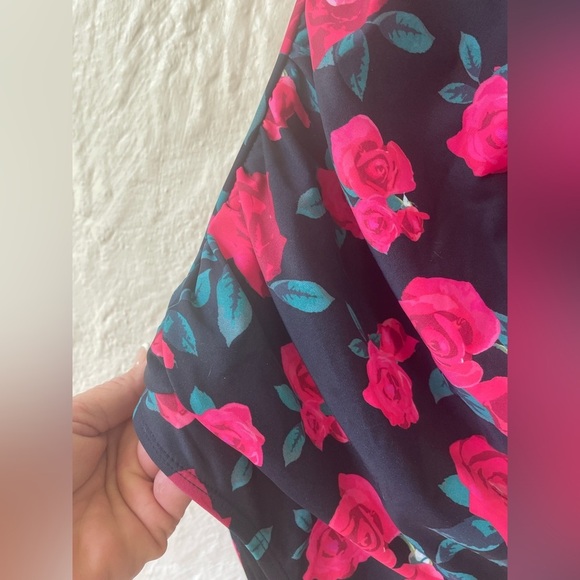 NWT Hilor Black / Pink Floral One Shoulder One Piece Swimsuit Women’s; size 14 - Picture 2 of 7